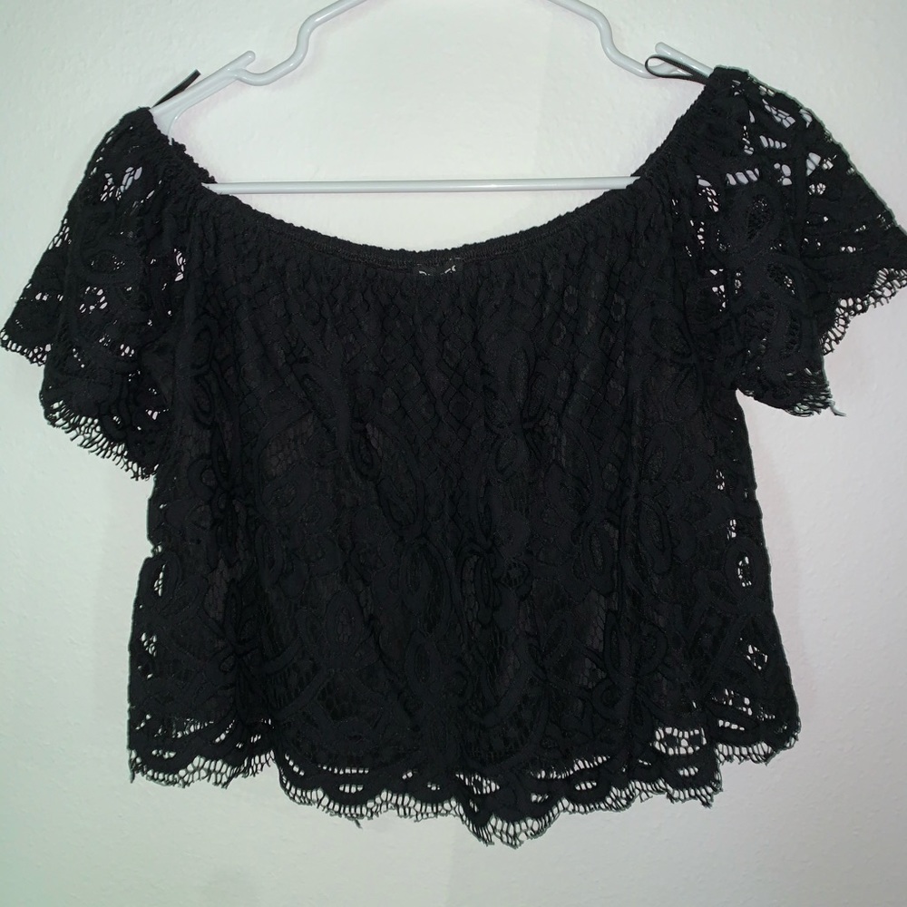 Off the shoulder black crop top